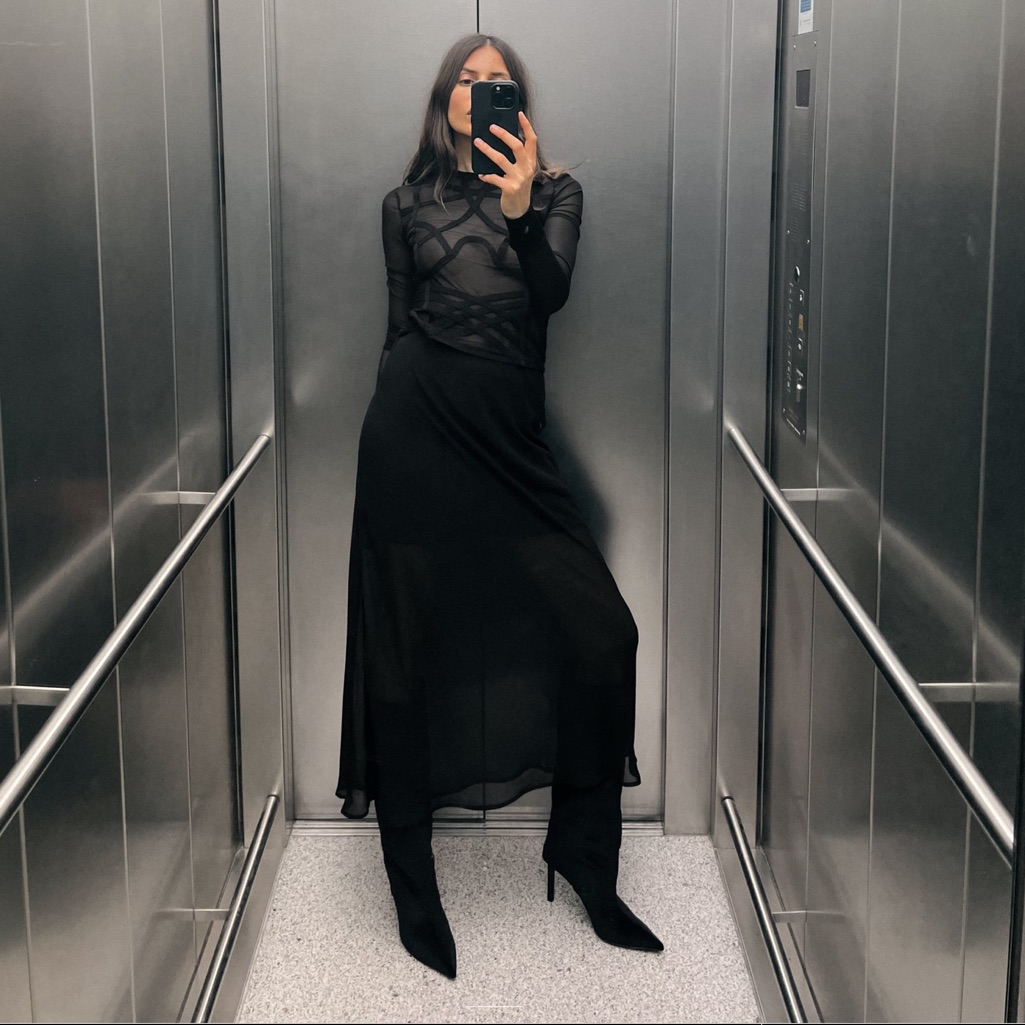Zara Black Midi Skirt